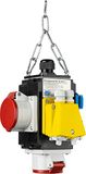 as - Schwabe MIXO Energiewürfel III DAT+ – Hänge-Verteiler mit 2 Schutzkontakt-Steckdosen & 2 CEE-Steckdose 5-polig, Datendose & Druckluft-Verteiler NW7,2, IP44 Made in Germany, Schwarz, 60766