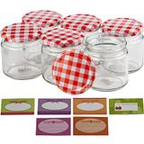 versandfuxx24 Set van 6 jampotten 210 ml met stickers
