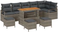 vidaXL Tuinbank Set 9-delig Grijs Polyrattan