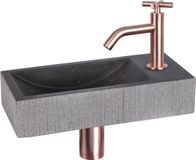 Differnz Ribble Fonteinset Bombai black natuursteen kraan kruis rood koper 38.402.25