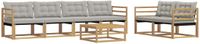 vidaXL - Bank loungeset - 6 zitplekken - Acacia hout - Wit en lichtgrijs