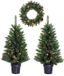 Black Box Trees Creston Kerstboom en Kerstkrans Set - 2 Kunstkerstbomen en 1 Krans met LED Verlichting - Vert