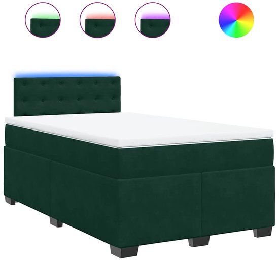 vidaXL Boxspring met matras fluweel donkergroen 120x190 cm