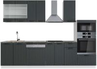 Vicco Fame-Line Complete keukeneenheid – 300 cm met hoge kast, WB Antraciet Antraciet landhuis/wit