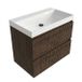 Saniclass Ensemble de meubles de salle de bain - 80x45x67.5cm - Lavabo en céramique Wave - 1 vasque - sans trou de robinetterie - 2 tiroirs - chêne mat charcoal