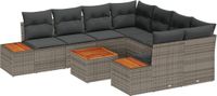 vidaXL Banc de jardin 9 pièces gris polyrattan