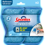SPONTEX Flex & Wash Éponge salle de bain lavable en machine microfibre non abrasive