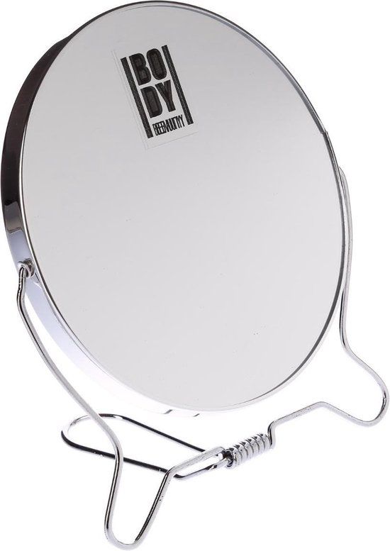Dubbele make-up spiegel/scheerspiegel op standaard 14 cm - Zilver