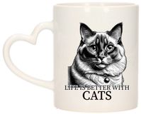 Bellatio Decorations Cadeau mok voor katten liefhebbers - Ragdoll - hartjes oor - keramiek - 300 ml