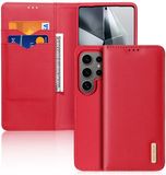 Dux Ducis Samsung Galaxy S25 Ultra Hoesje - Dux Ducis Hivo - Genuine Leather Book Case - Rood