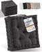 Beautissu Set de 4 coussins de siège coussins de matelas 40x40x8 cm - coussin de sol avec poignée de transport pratique - coussin anthracite - Mila