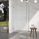 Fortifura Galeria Douchecabine - 80x140x200cm - scharnieren - deurgreep - stabilisatiestang - helder geribbeld - veiligheidsglas - PVD - geborsteld RVS