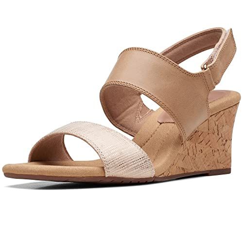 Clarks Kyarra Faye Damessandalen met sleehak, Warm Beige Lea, 41 EU