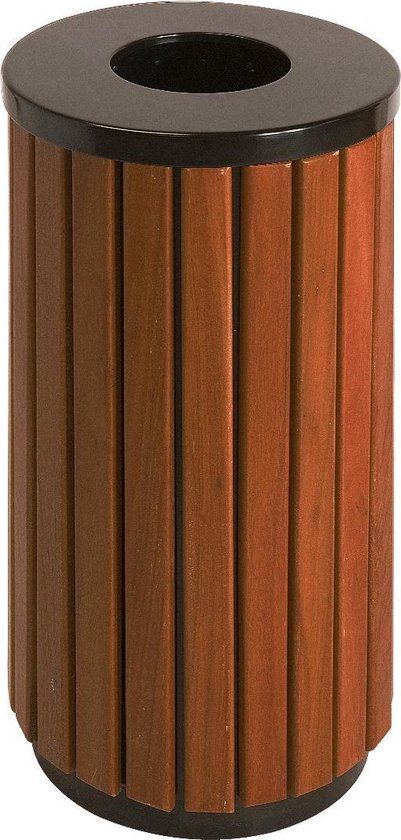V-part Buiten Prullenbak 40 Liter Zwart/Hout