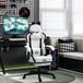 Fauteuil de jeu ergonomique avec oreilles de chat, dossier inclinable, 65 x 62 x 124 cm, blanc