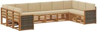vidaXL - Buiten - bank - set - 7 - st - Naturel - Massief - Acacia - Hout - en - Polyester