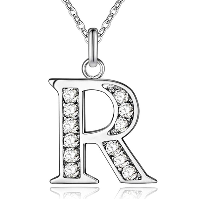 LGT JWLS Zilverkleurige Letter R Dames Ketting met Zirkonia