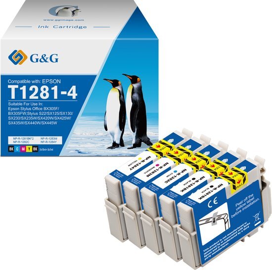 G&G T1285 voor Epson T1285 - Inktcartridge multipack - Husmerk