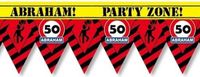 Paper dreams Abraham 50 Abraham party tape/markeerlint waarschuwing 12 meter - VerAbrahamdag afzetlinten/markeerlinten feestartikelen