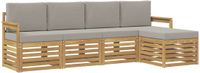 vidaXL - Bank loungeset - 5 zitplekken - Wit en lichtgrijs - Polyester