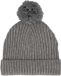 Sarlini Bonnet bébé - côtelé + pompon - 0-12 mois - gris clair
