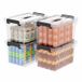 SPACEXPERT Boîtes de rangement portables en plastique transparent avec couvercles, Récipient organisateur avec poignée et clips, 20 L x 4, Taille : 42*29,5*25 cm