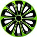 NRM - wieldoppen 14" - zwart met groen - set van 4 stuks - ABS / Duurzaam / Resistant