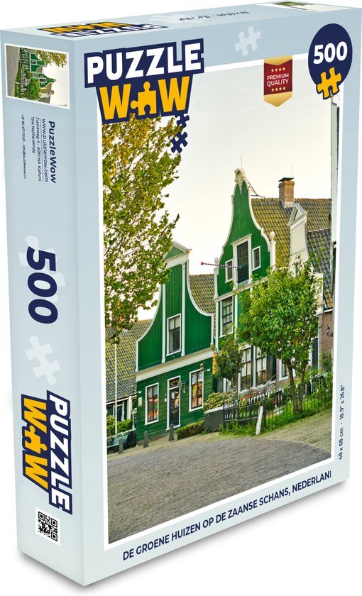 MuchoWow Puzzel De groene huizen op de Zaanse Schans, Nederland - Legpuzzel - Puzzel 500 stukjes