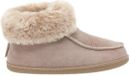 Vanuba - Pantoufles en suède - Chaussons doublés de laine avec bordure en fourrure - Beige - Taille 41