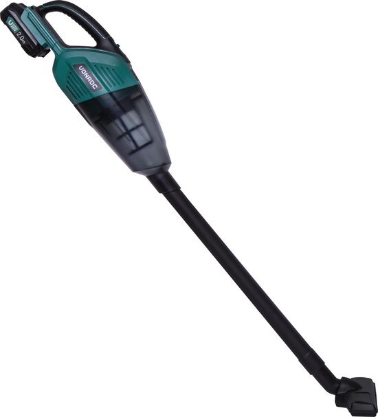 VONROC HOME VONROC Krachtige accu steelstofzuiger – VPower 20V – 0.5L opvangbak - Incl. 1x 2.0Ah accu, oplader en 3 mondstukken groen