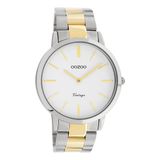OOZOO Timepieces - Zilverkleurige horloge met zilver/goudkleurige roestvrijstalen armband - C20101