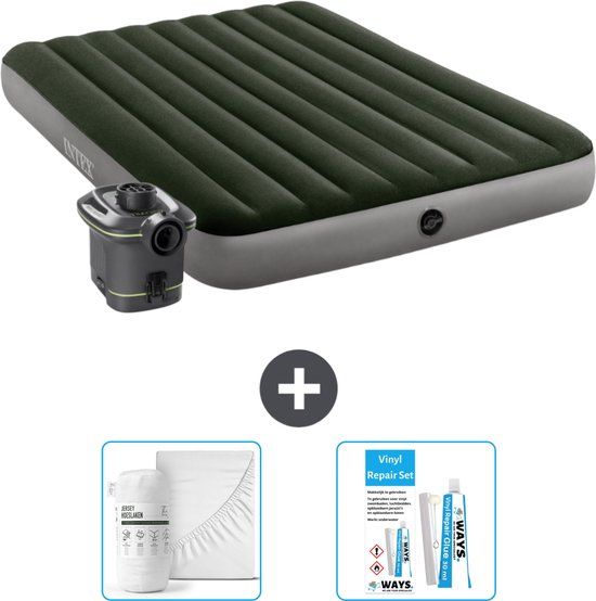 Intex Luchtbed - 2-Persoons - 152 x 203 x 25 cm - Groen - Inclusief hoeslaken en reparatieset