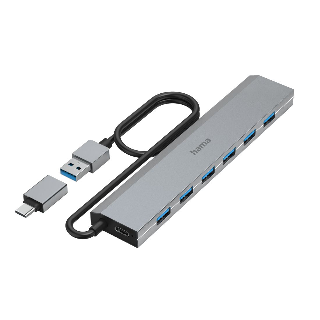Hama USB 3.2 Gen 1 Hub - 7-poorts - USB-A + USB-C - 5 Gbit/s - Antraciet