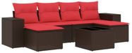 vidaXL ensemble de banc de jardin 7 pièces avec coussins, marron, polyrotin
