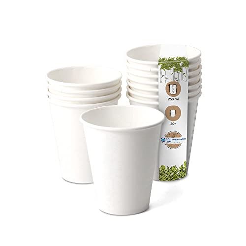 GREENBOX - Papieren bekers - 250 ml - 50 stuks - Wit - Composteerbaar