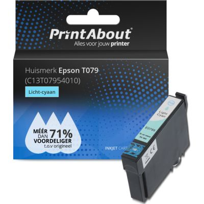 PrintAbout Huismerk Epson T0795 (C13T07954010) Inktcartridge Licht-cyaan
