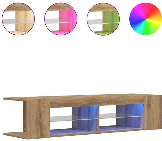 vidaXL Tv-meubel met LED 90x39x30 cm bewerkt hout artisanaal eiken