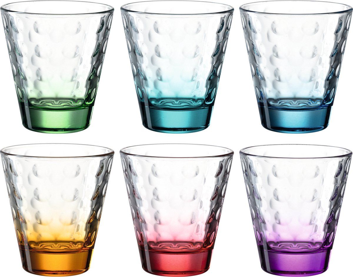 Leonardo Optic Waterglazen - 6 stuks - Verschillende kleuren - 215 ml