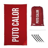 Fisura - Rode strandhanddoek "P*to calor", lichte microvezel, zandbestendig, sneldrogend, perfect voor strand, zwembad, camping of zomerpicknick.