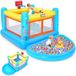 AKEYDIY PVC-springkasteel, opblaasbaar springkasteel voor peuters van 3-6 jaar, met uitneembaar ballenbad, basketbalmand en speelplan