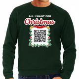 Bellatio Decorations Kerst QR code kersttrui voor heren - All I want: Een lekker wijf - groen XL