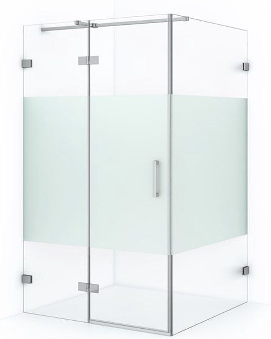 Maxaro Douchecabine Diamond 110x110cm 8mm Helder Veiligheidsglas met Matte Strook Chroom