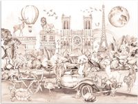 PosterMonkey Kids Poster - Panda in Paris - Nursery Decor - 40x30 cm