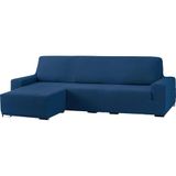 ECOMMERC3 Bielastische chaise longue-bankovertrek voor kort hoekdeel links, bankovertrek voor chaise longue, blauw, aanpasbaar aan alle modellen, bankovertrek, aanpasbaar, schuimrubberen ondersteuning