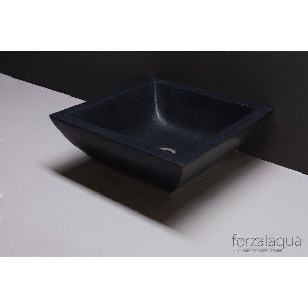 Forzalaqua Siracusa waskom 40x40x15cm vierkant graniet gezoet antraciet 8010236