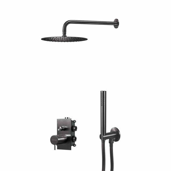 Qisani Flow thermostatische inbouw regendoucheset Gun Metal Zwart