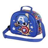 Karactermania Marvel Captain America Punch 3D Thermische Lunchtas met Trolley Bevestiging Blauw