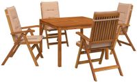 vidaXL - 5-delige - tuin - eetset - Naturel - Massief - Acacia - Hout