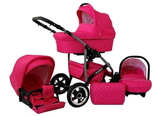 Lux4Kids ChillyKids Kinderwagen, 3-in-1, 2-in-1, Isofix, complete set met autostoel, Q-Bus, 12 kleuren, roze, 3-in-1 met babyzitje