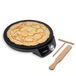 mPTech Huslog Crêpes Maker 1200W, Ø29 cm, Instelbare Temperatuur, Antiaanbaklaag, Verhoogde Rand, Zwart, Inclusief Beslagspreider & Houten Spatel, Ideaal Voor Crêpes, Pannenkoeken, Tortilla’s en Taco’s